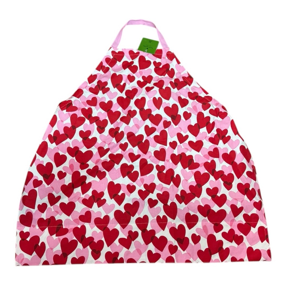 Kate Spade New York Heart Print Apron Pink Red Cotton Valentine NWT